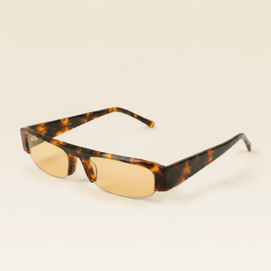 Detail view of 2005 TOPAZ tortoise frame and yellow lens.