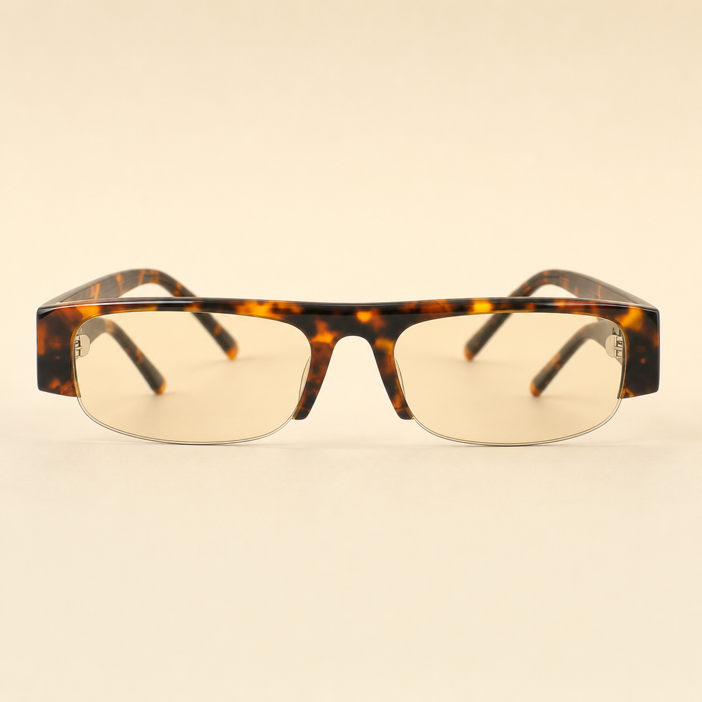 Top-down view of 2005 TOPAZ tortoise shield sunglasses.